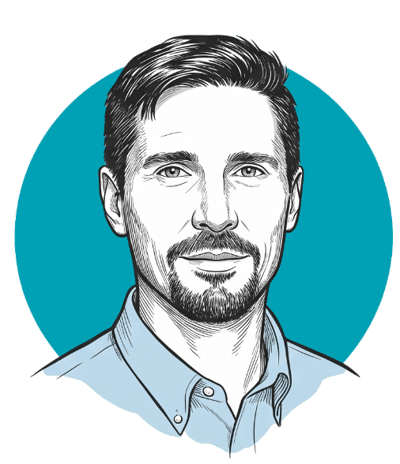 Illustrated portrait of Pete Bruns, VP of Software Engineering at OpenArc