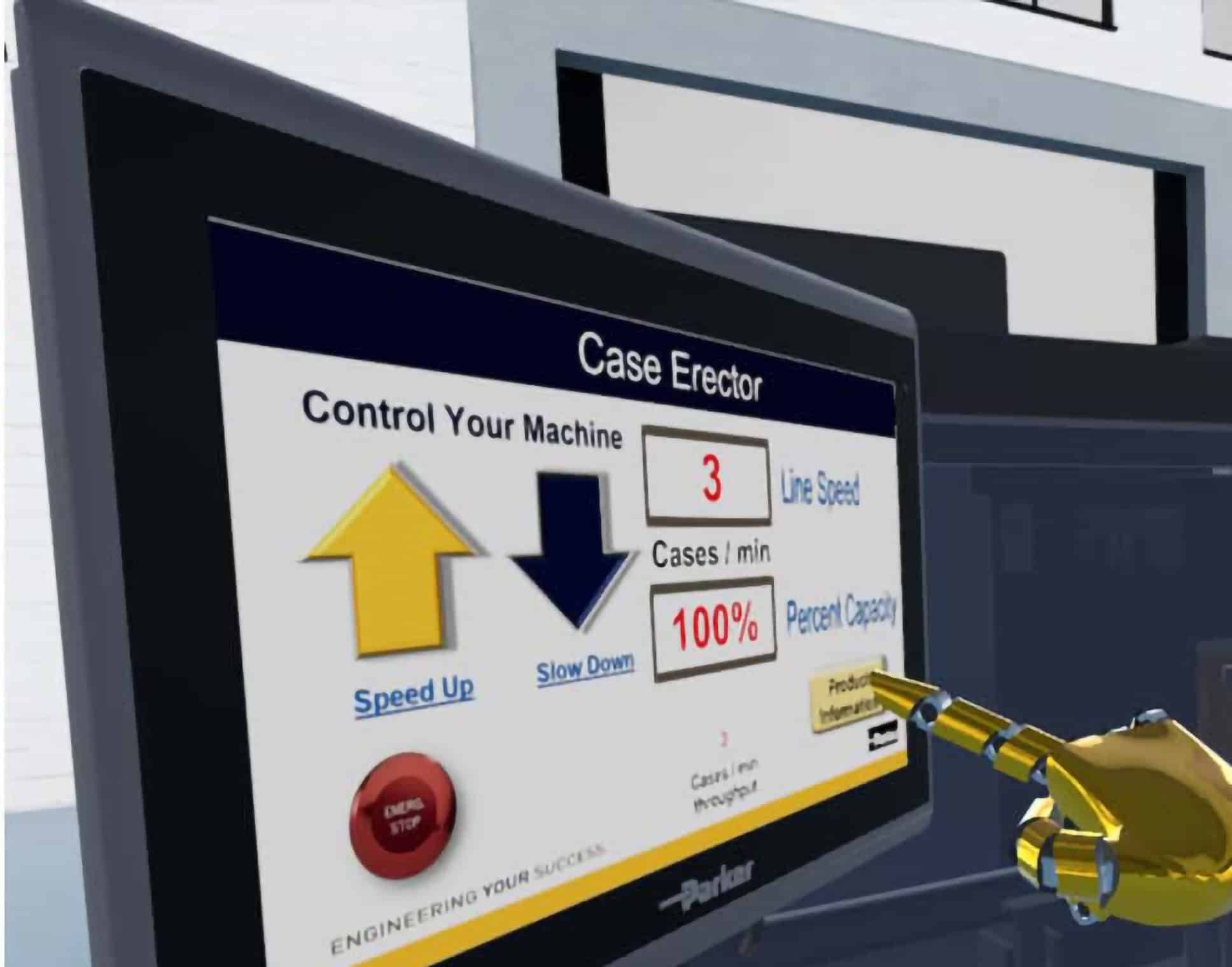 A machine controller in a virtual reality space.