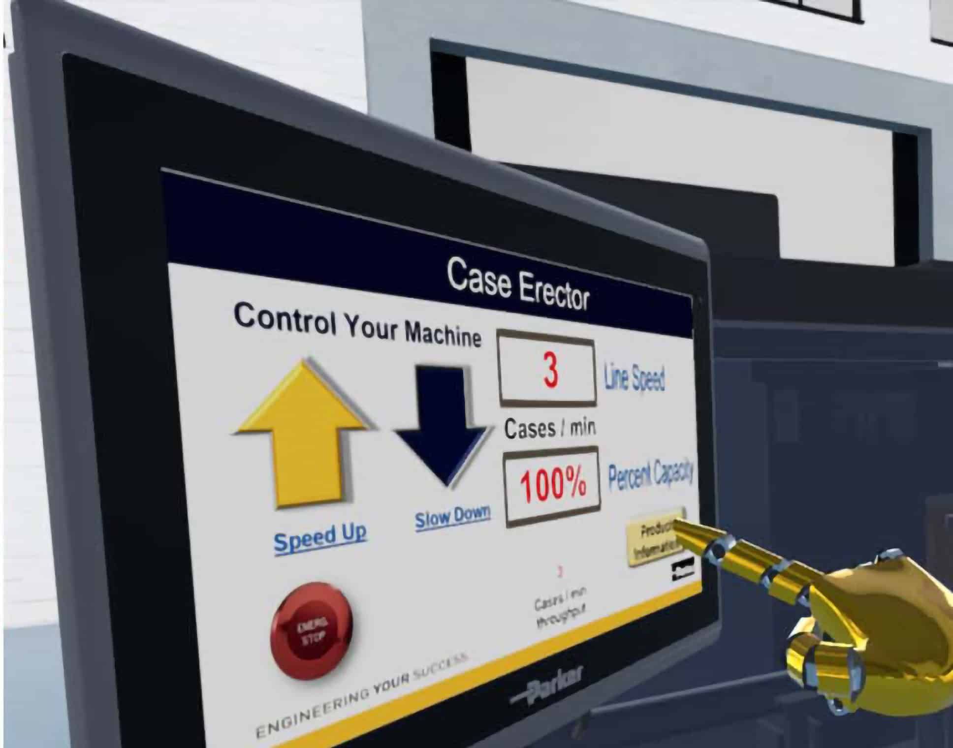 A machine controller in a virtual reality space.