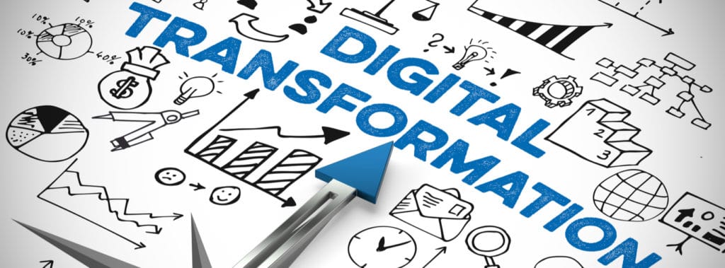 Arrow pointing to digital transformation