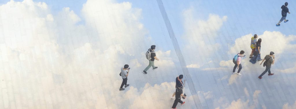 People walking on a cloud