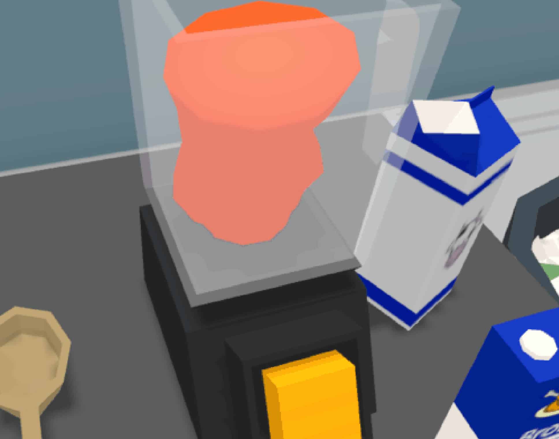 A kitchen in virtual reality.